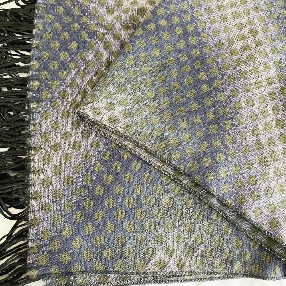 Purple & Green Polka Dot Tasseled Shawl - Picture 8 of 8